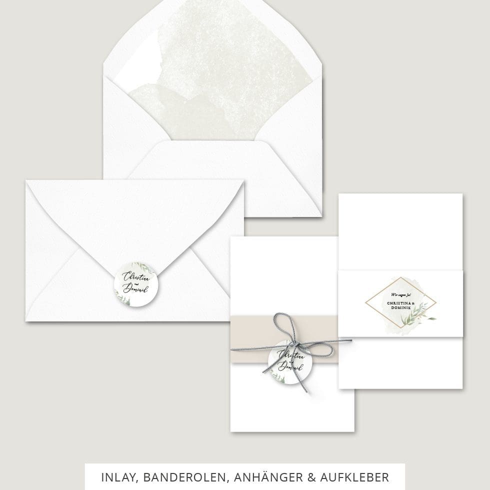 Hochzeitskarten-Greenery7 Banderolen Anhänger Hochzeitseinladung