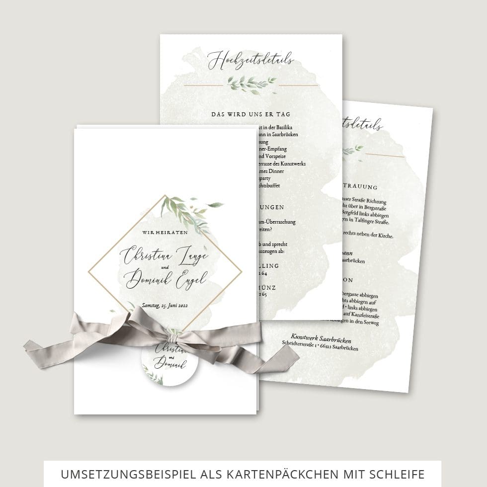 Hochzeitskarten-Greenery9 Hochzeitseinladung Vorlage Kartenpäckchen