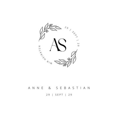 Hochzeitslogo Initialen Kranz modern