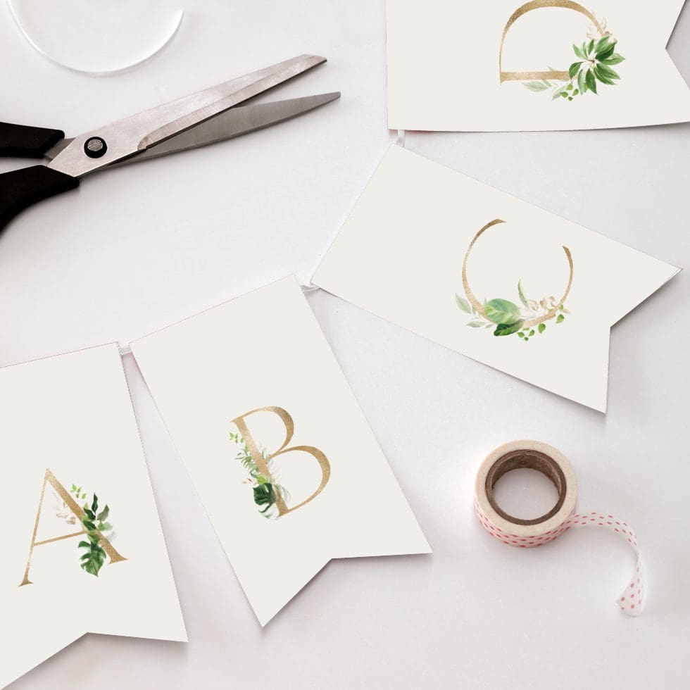 Buchstabengirlande-selberbasteln-greenery-beige_1 Buchstabengirlande selber basteln