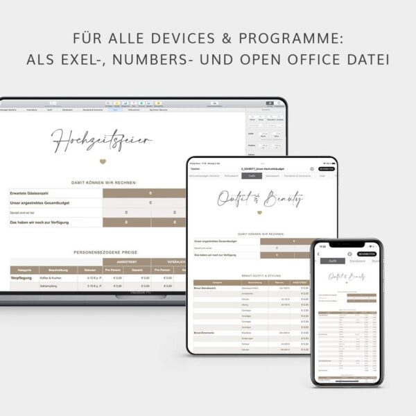 Premium Hochzeitsbudget-Planer für Excel, Numbers und Open Office – Bild 4