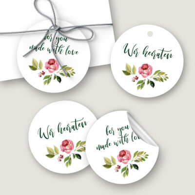 Geschenkaufkleber & -Anhänger „Blumenkranz” | personalisiert