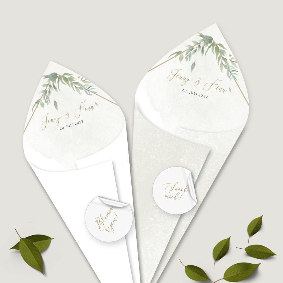 Spitztueten-Candy-Bar-Tueten-Greenery Spitztüte personalisierbar