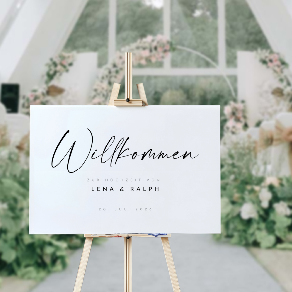 Willkommensschild Handschrift puristisch Willkommensschild Handschrift puristisch