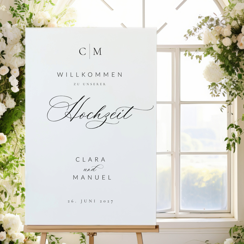 Willkommensschild Hochzeitslogo elegant Willkommensschild Hochzeitslogo elegant