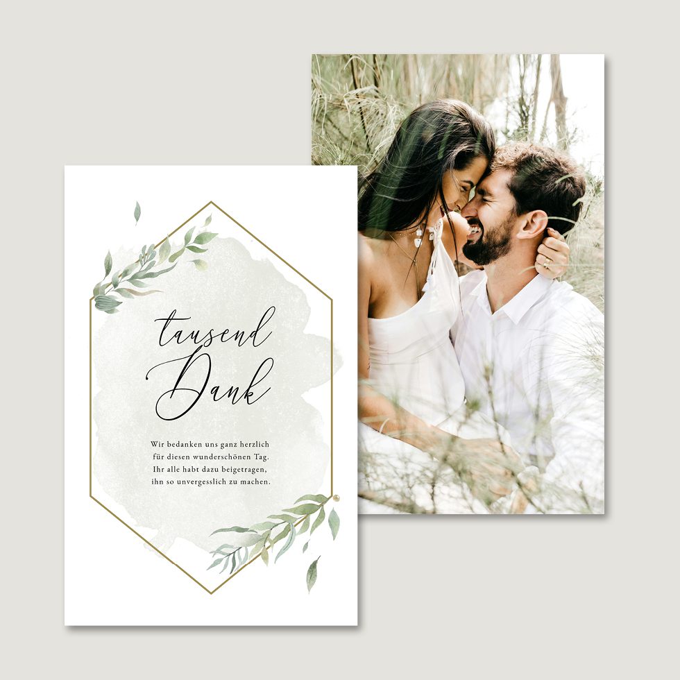 Greenery Dankeskarte Hochzeit Foto Greenery Dankeskarte Hochzeit Foto