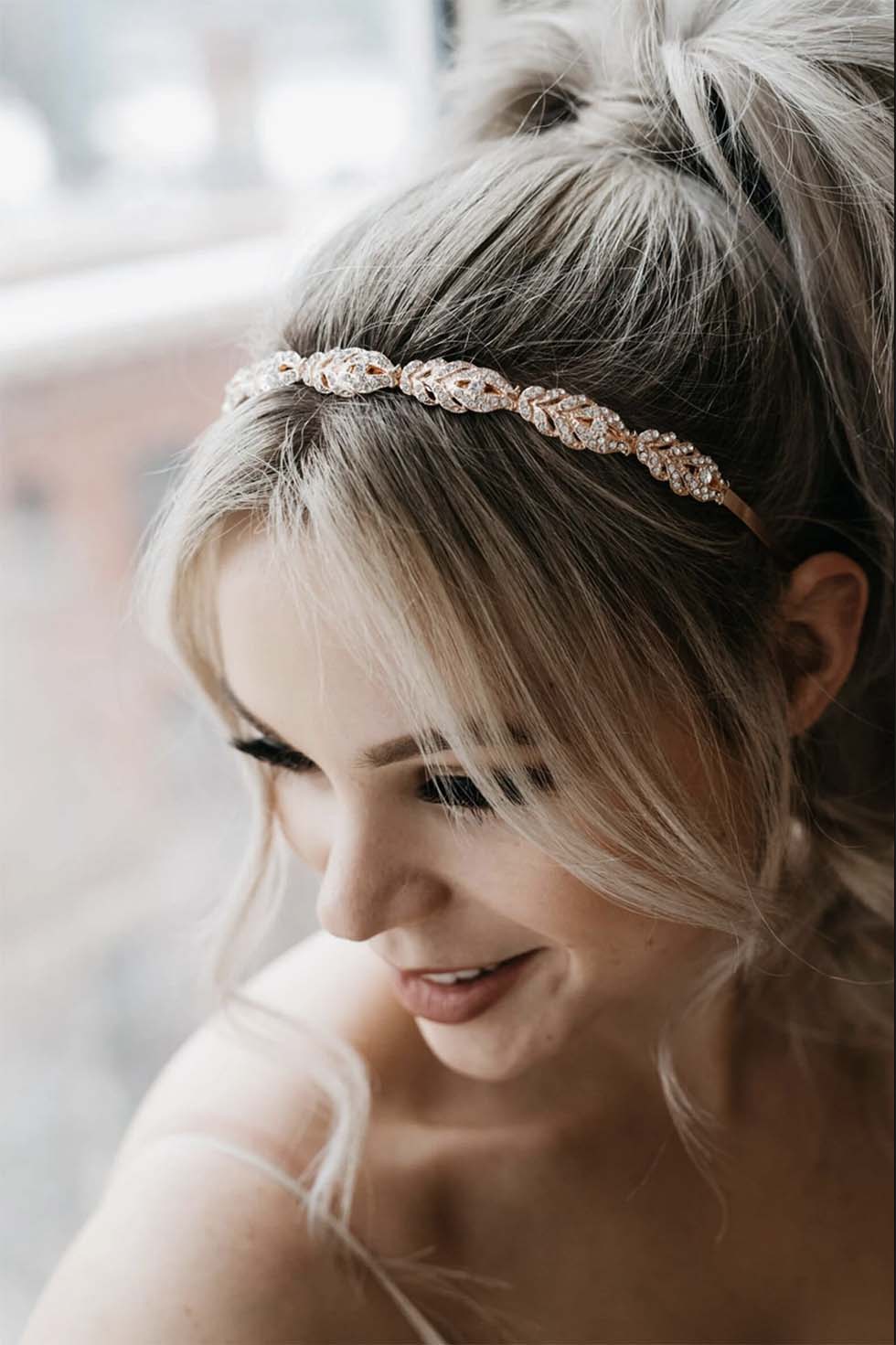 Haarreif-Gold-schmal Diadem Hochzeit Gold