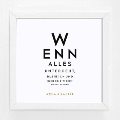 Bildgeschenk Hochzeit Rahmen weiß