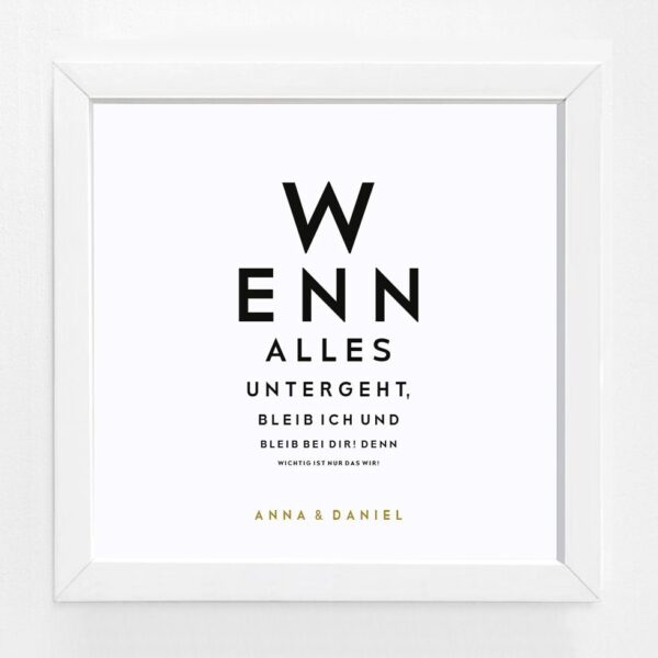 Bildgeschenk Hochzeit Rahmen weiß
