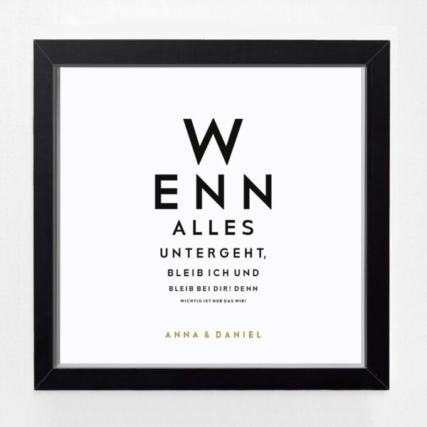 Bildgeschenk Hochzeit Rahmen schwarz