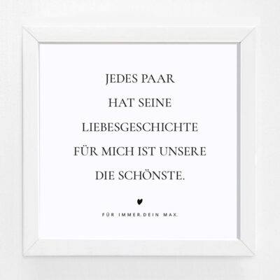 Bildgeschenk Hochzeit Rahmen weiß