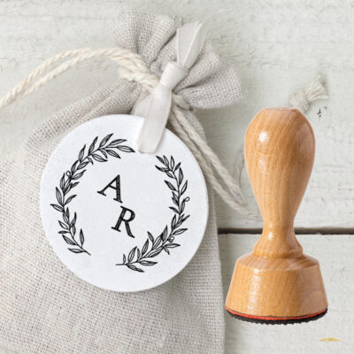 Hochzeitslogo Stempel Eukalyptuskranz