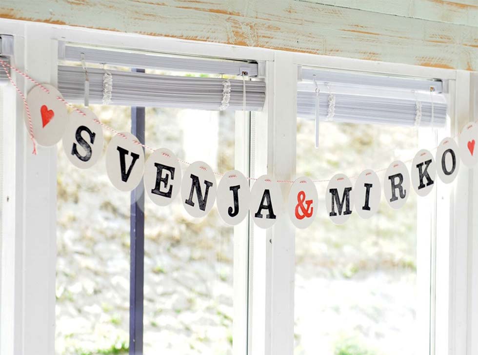 Polterabend-Deko-Girlande Namensgirlanden Hochzeit