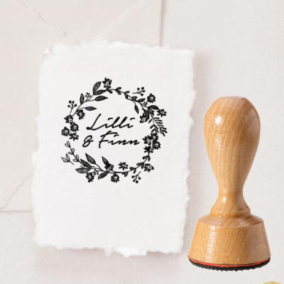 Stempel Hochzeit Blumenkranz Namen personalisiert