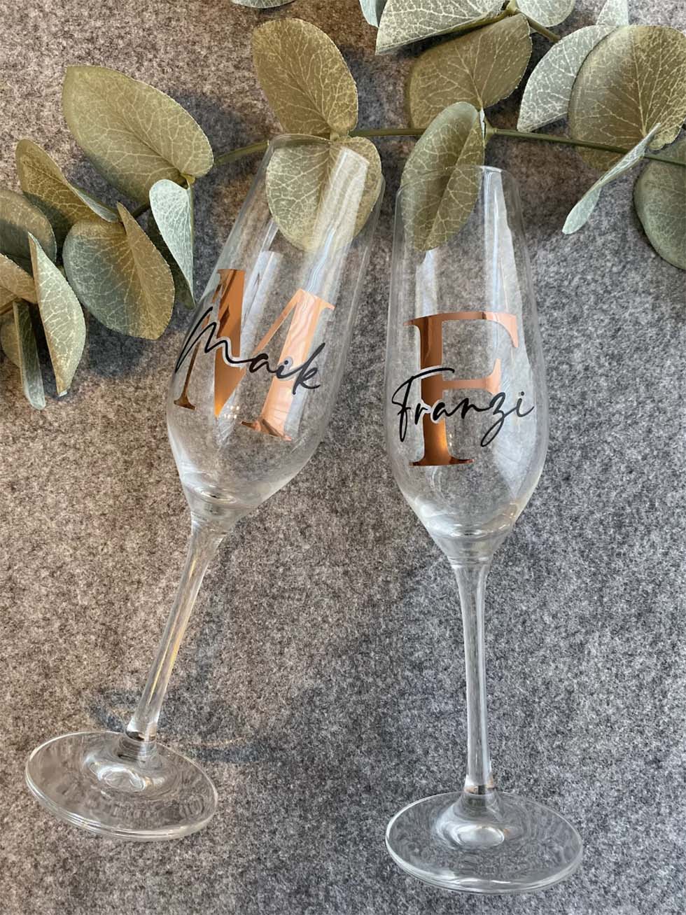 Sektglas Monogramm Hochzeit