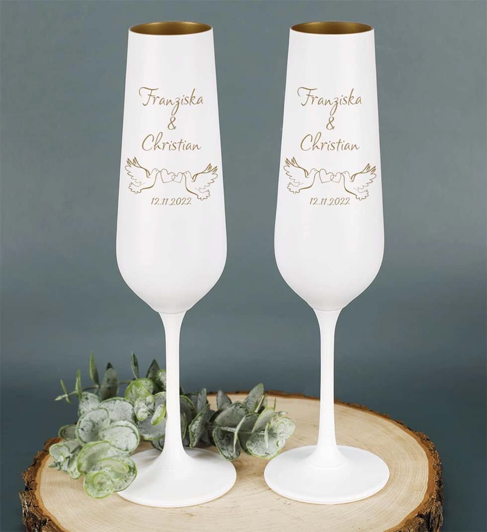 Sektglaeser-weiss-gold Sektgläser Hochzeit Weiß Gold