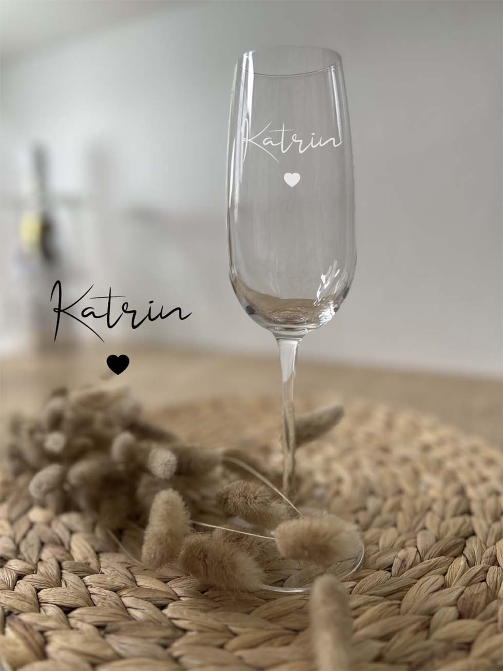 Sektglas Vorname Herz