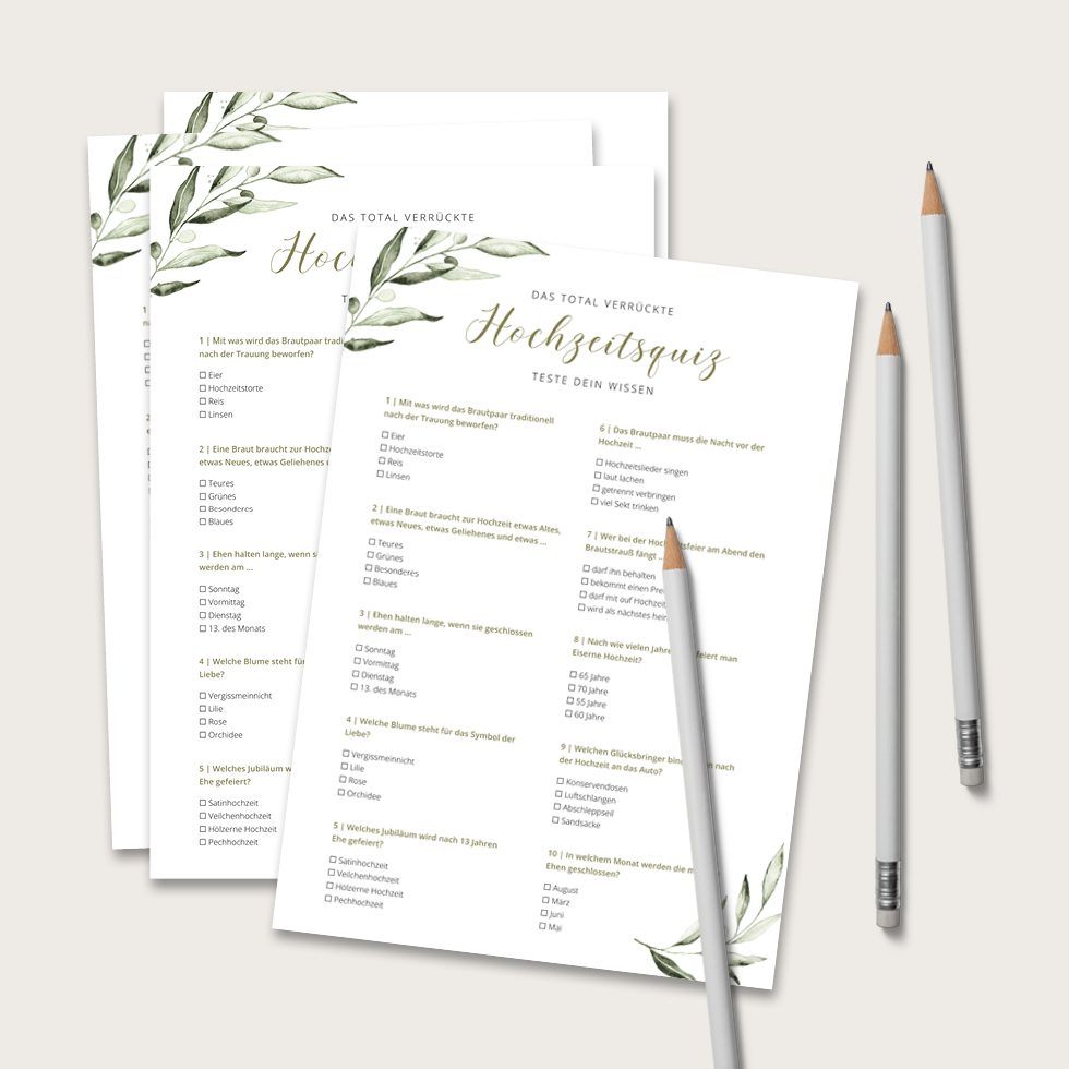 Hochzeitsquiz Spielbögen Hochzeitsquiz Spielbögen
