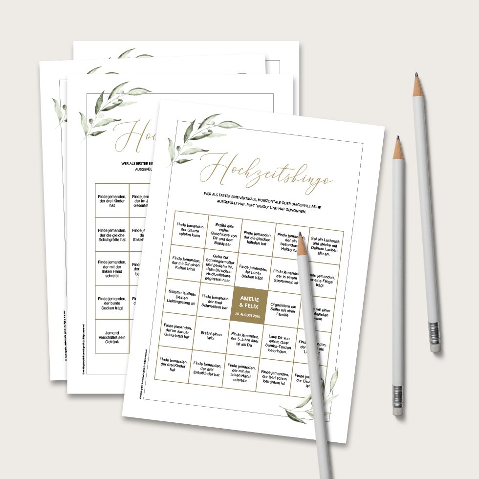 Hochzeitsbingo-Olivenzweig Hochzeitsbingo PDF Download