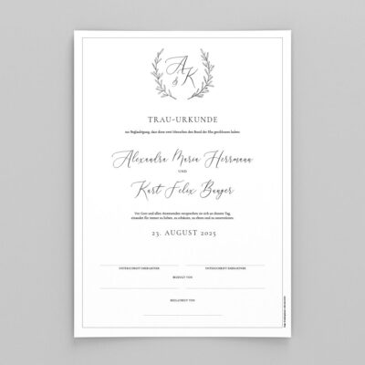 Personalisierte Heiratsurkunde Fine Art