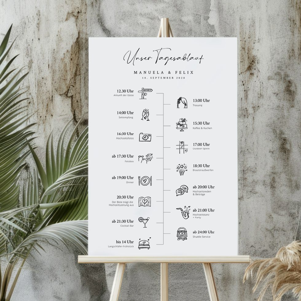 Tagesablauf Hochzeit Schild Boho Tagesablauf Hochzeit Schild Boho