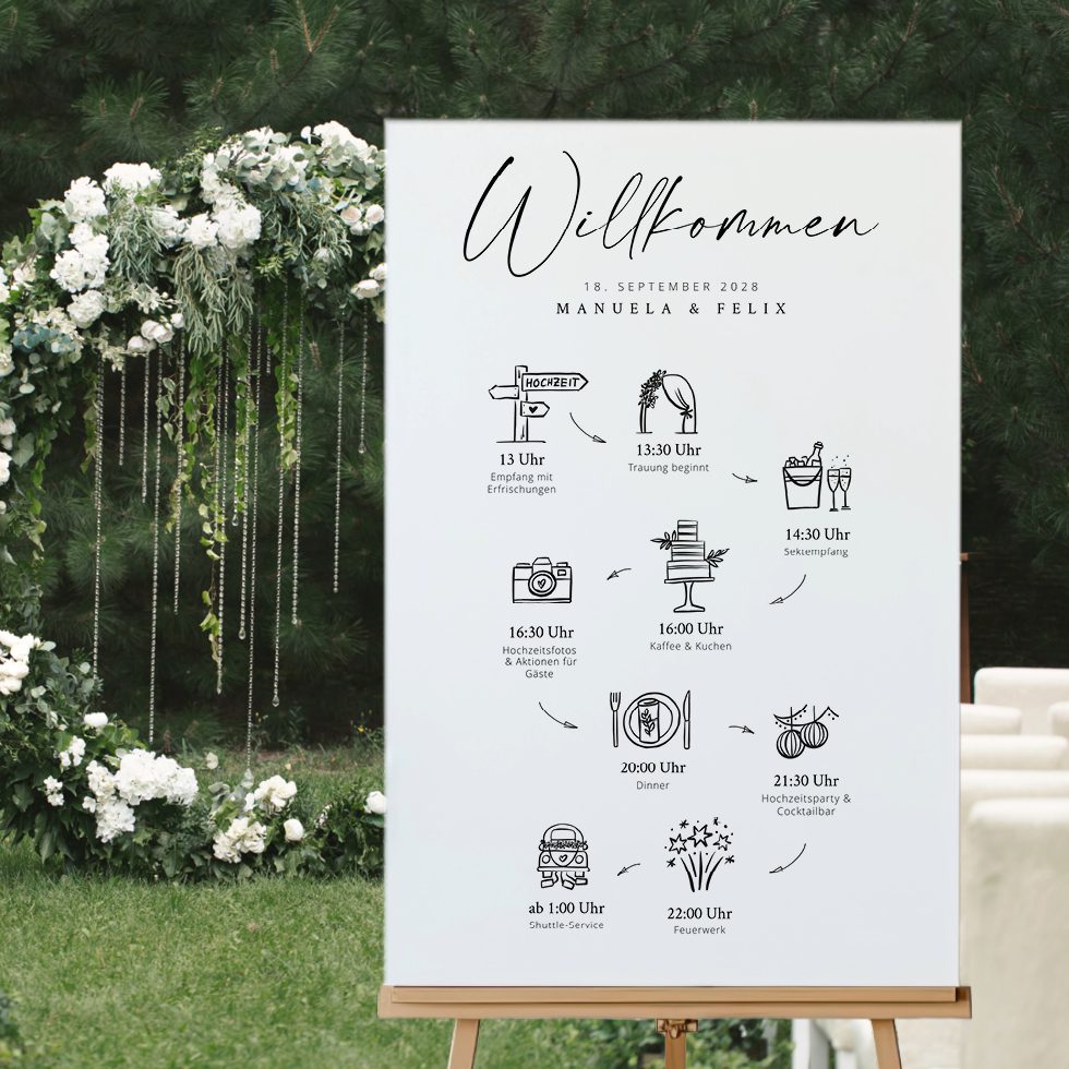Tagesablauf Hochzeit Schild modern Tagesablauf Hochzeit Schild modern