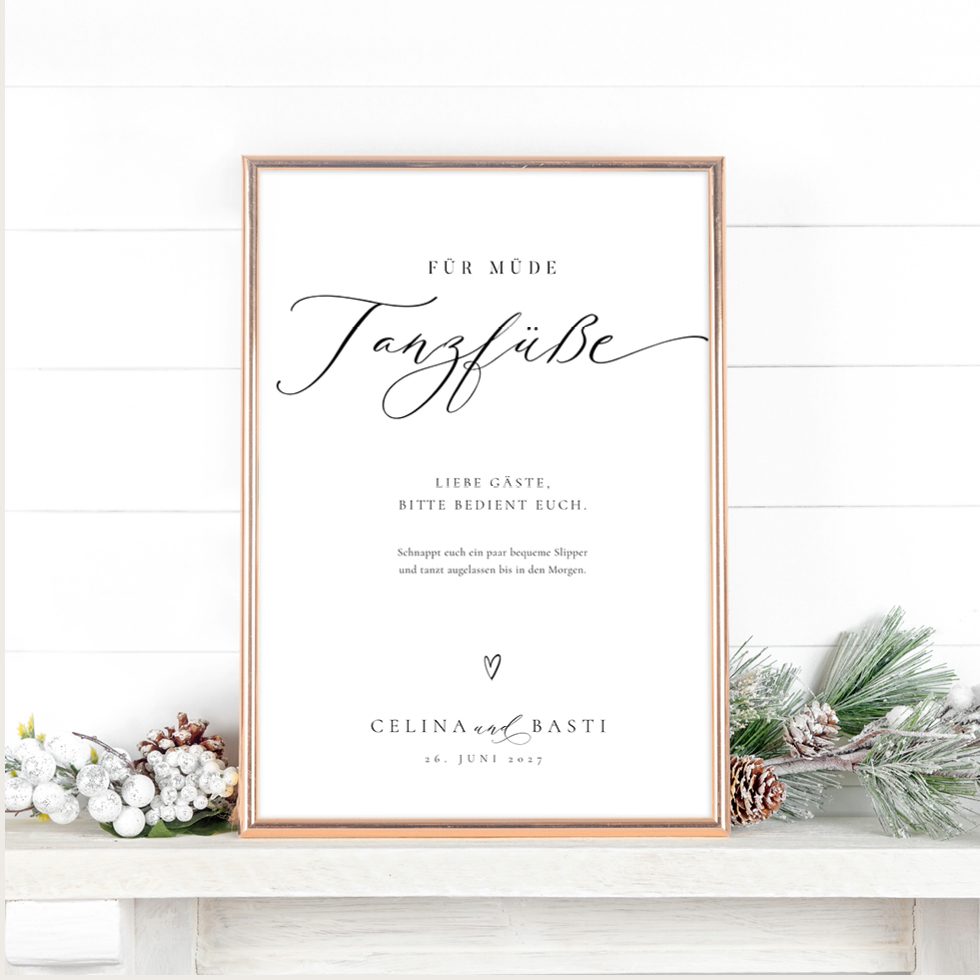 Tanzfüße Schild Hochzeit elegant Tanzfüße Schild Hochzeit elegant