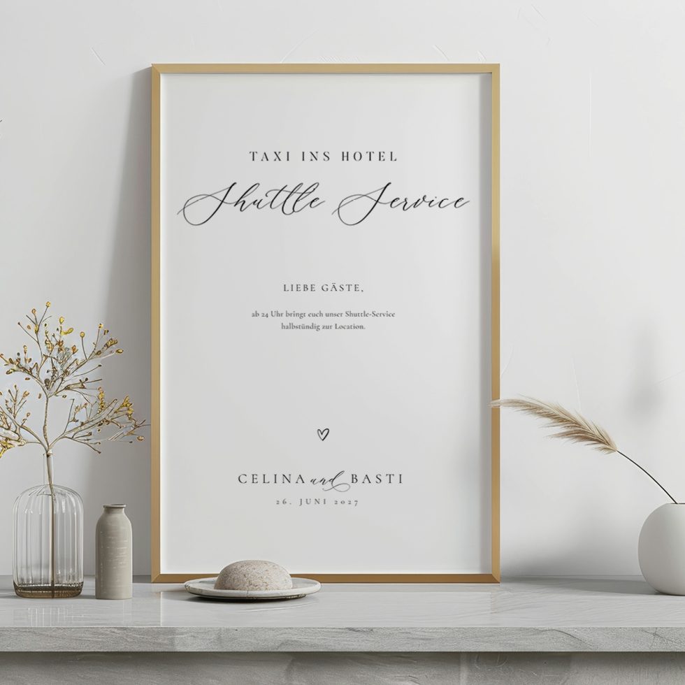 Shuttle Service Schild Hochzeit elegant Shuttle Service Schild Hochzeit elegant