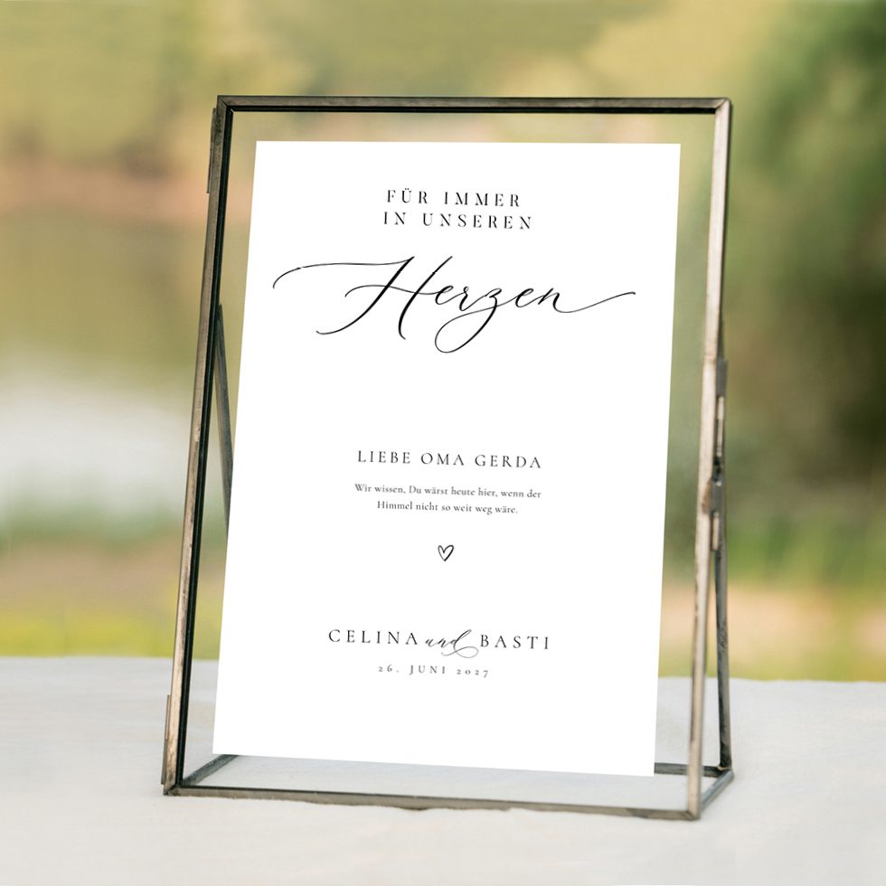 Schild Gedenken an Verstorbene zur Hochzeit Schild Gedenken an Verstorbene zur Hochzeit