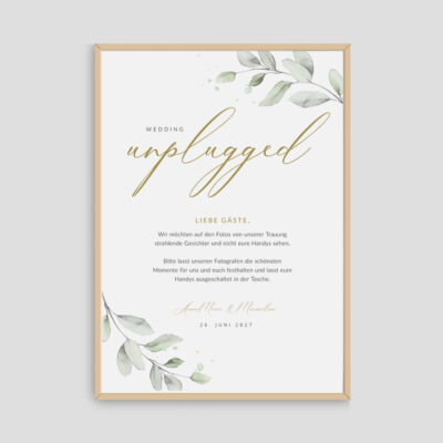 unplugged Wedding Schild Hochzeit Eukalyptus