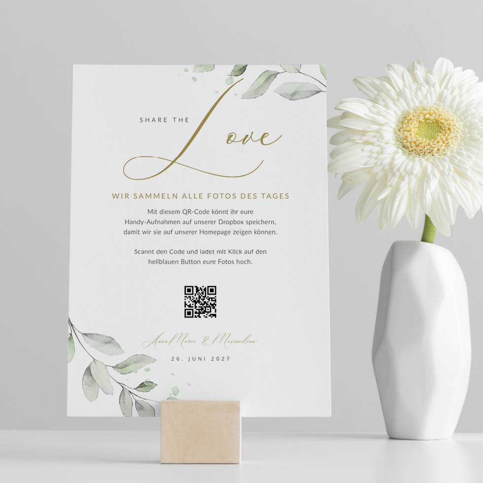 QR Code Schild Hochzeit Eukalyptus QR Code Schild Hochzeit Eukalyptus