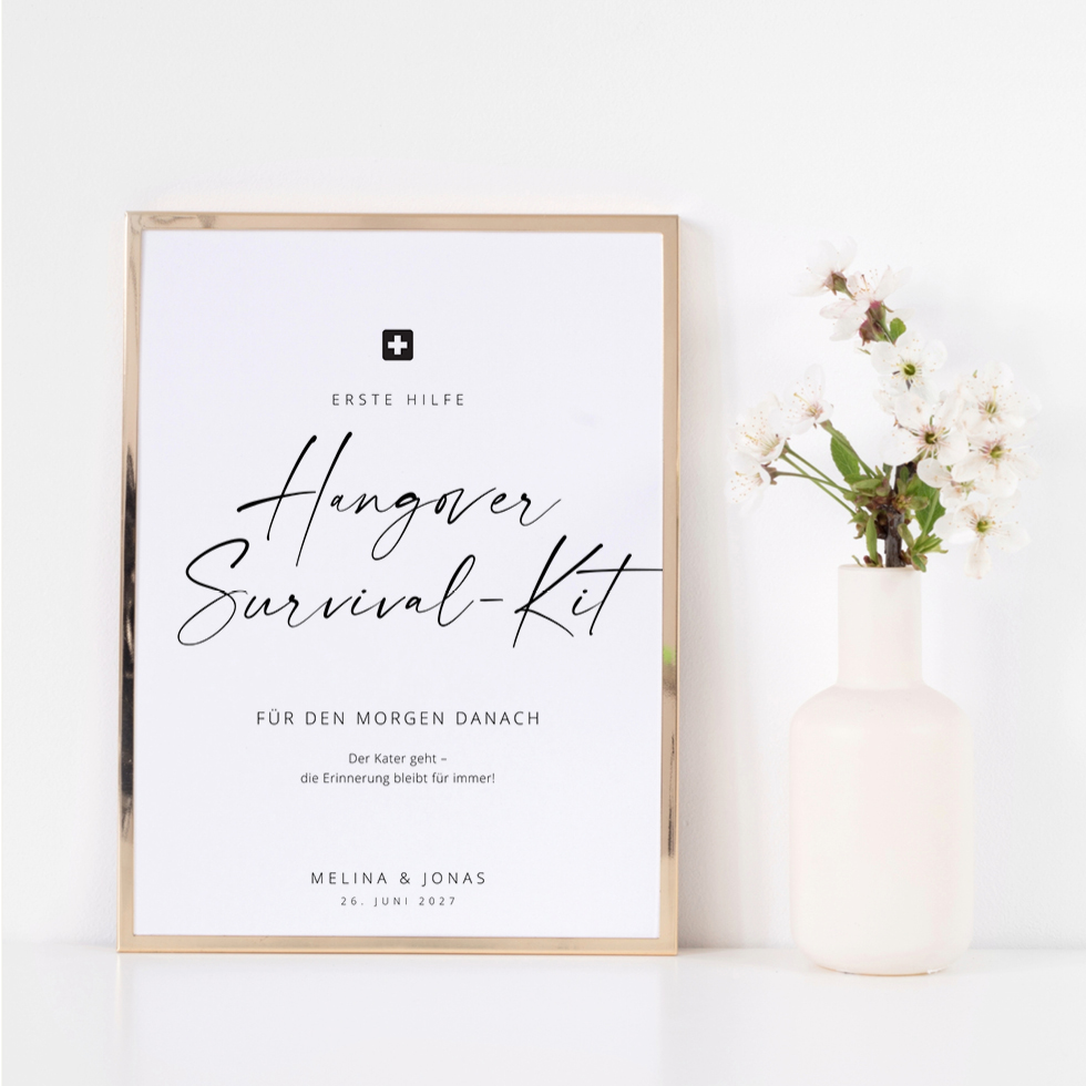 Hangover Survival Kit Schild Hochzeit Hangover Survival Kit Schild Hochzeit