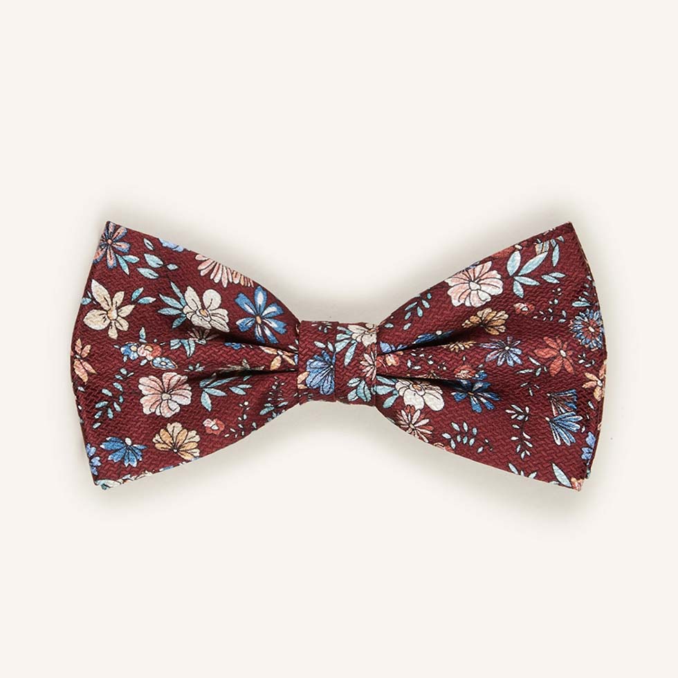 Vintage Fliege Bordeaux Blumenmuster Vintage Fliege Bordeaux Blumenmuster