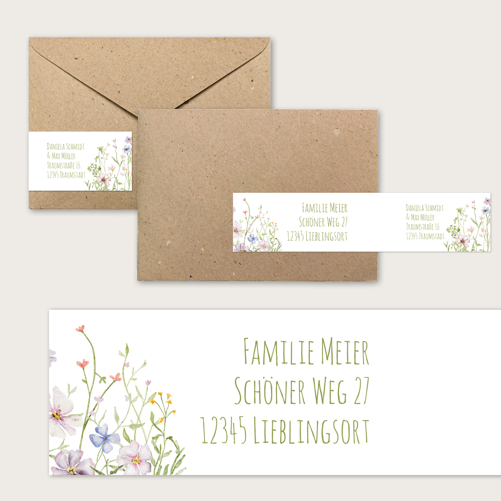 Adressaufkleber Hochzeit Wiesenblumen Adressaufkleber Hochzeit Wiesenblumen