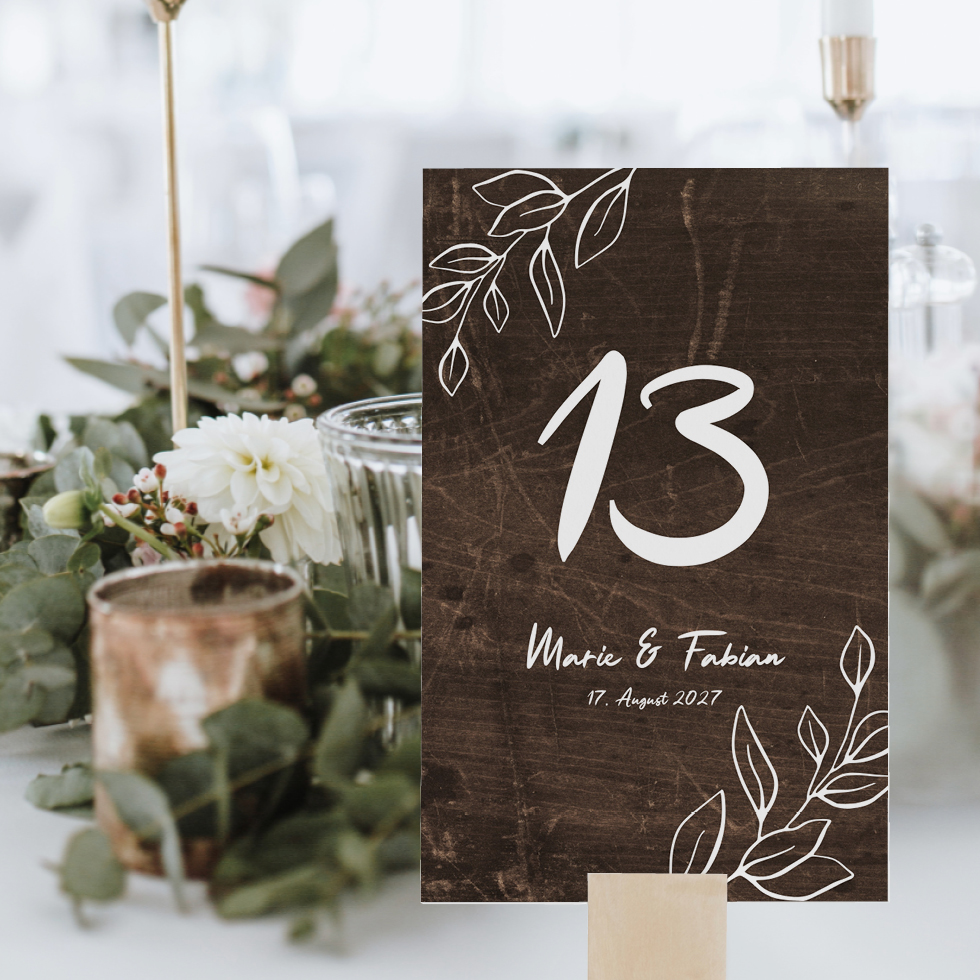 Tischnummern Holz personalisierbar Tischnummern Holz personalisierbar