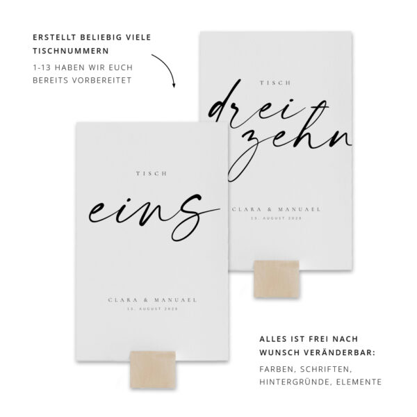 Tischnummer Handschrift selbst gestalten