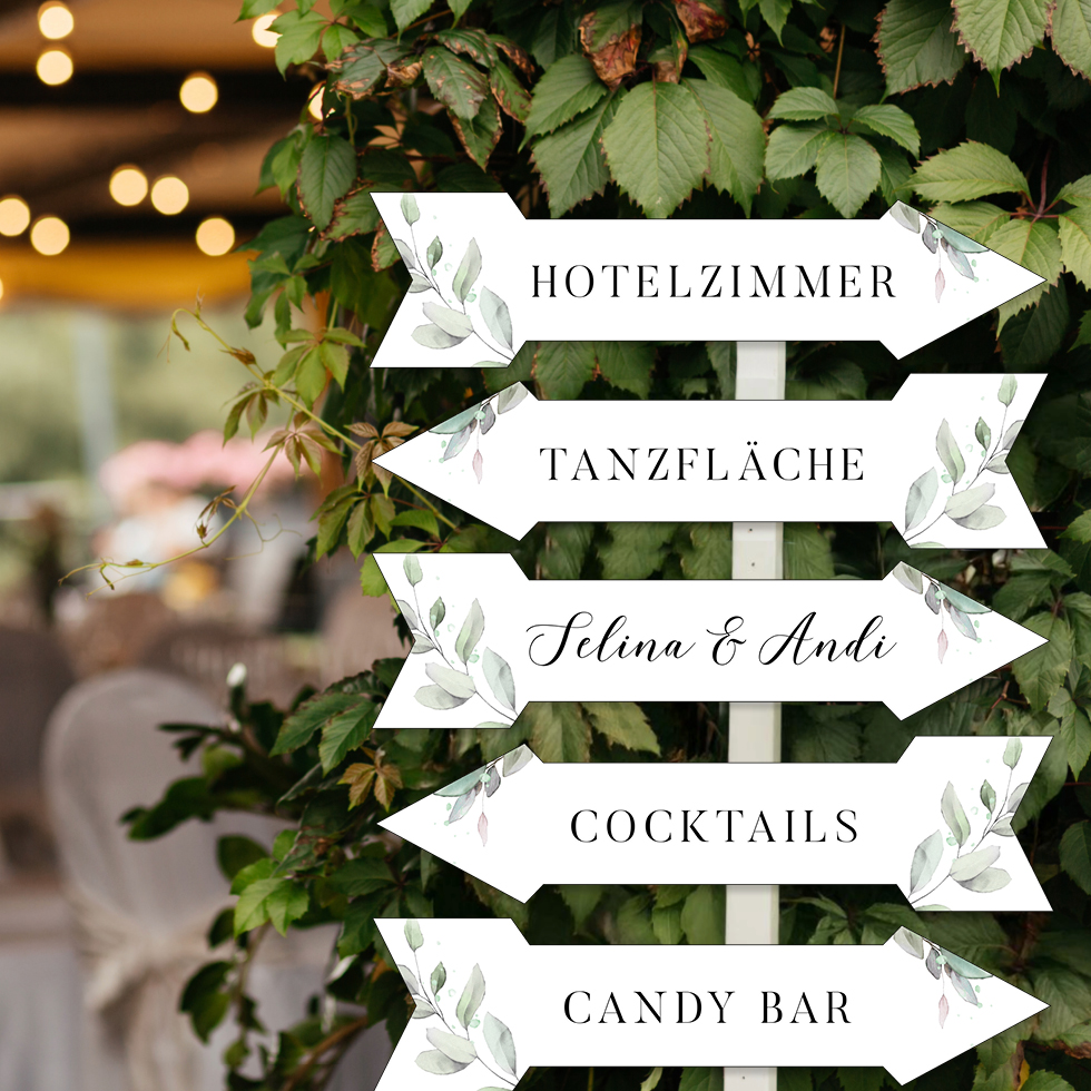 Wegweiser Hochzeit Eukalyptus Vorlage DIY Wegweiser Hochzeit Eukalyptus Vorlage DIY