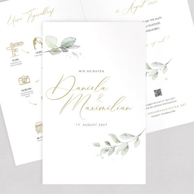 Einladung Hochzeit Eukalyptus Klappkarte