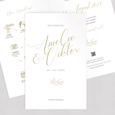 Einladung Hochzeit elegant gold