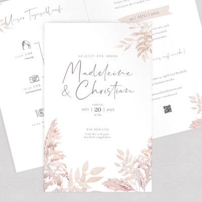 Hochzeitseinladung Pampas Boho