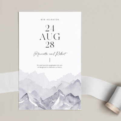 Hochzeitseinladung Berge modern