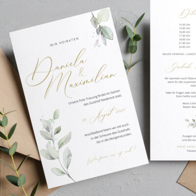 Hochzeitseinladung Karte Eukalyptus
