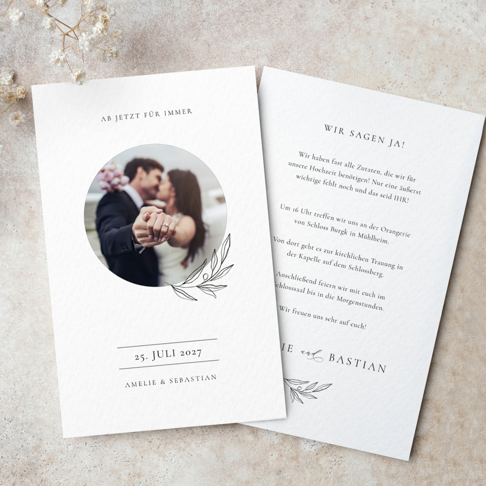 Einladung Hochzeit Foto romantisch Zweig Einladung Hochzeit Foto romantisch Zweig