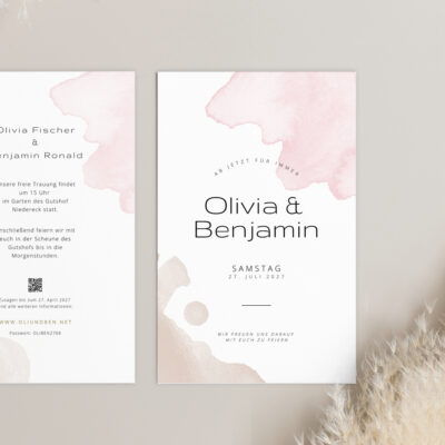 Hochzeitseinladung Karte außergewöhnlich rosa