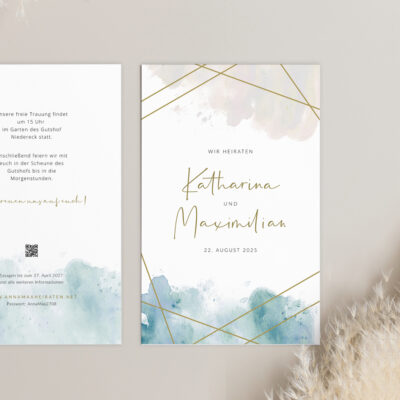 Hochzeitseinladung Karte maritim gold