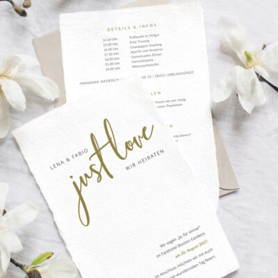 Hochzeitseinladung Lettering modern Gold