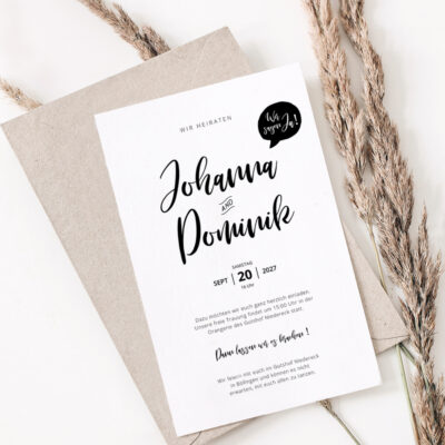 Hochzeitseinladung aussergewoehnlich Lettering
