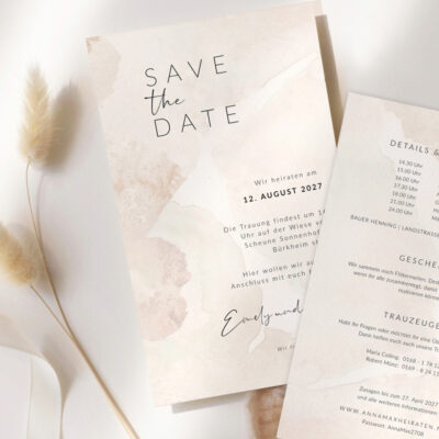 Hochzeitseinladung Beige modern Muster