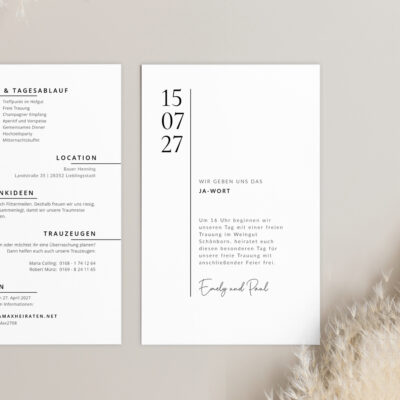 Hochzeitseinladung modern Datum
