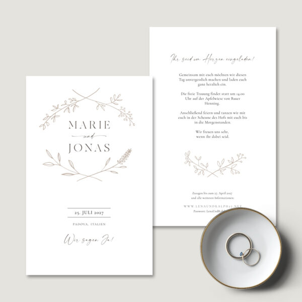 Hochzeitseinladung Vintage Beige